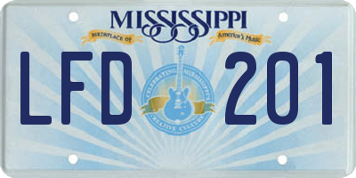 MS license plate LFD201
