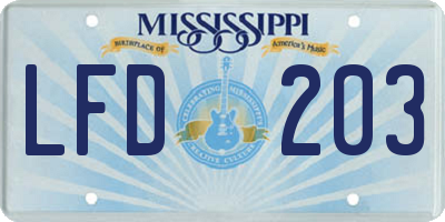 MS license plate LFD203
