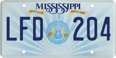 MS license plate LFD204