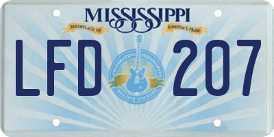 MS license plate LFD207