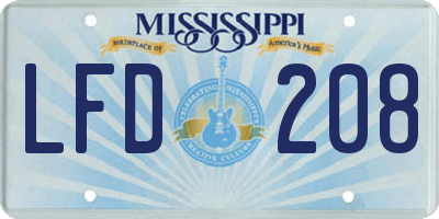 MS license plate LFD208