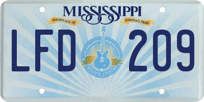 MS license plate LFD209