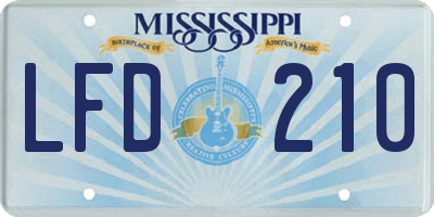MS license plate LFD210