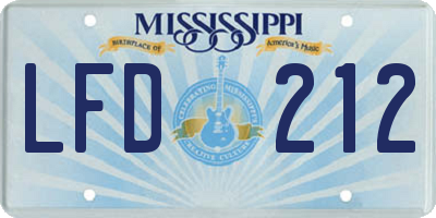 MS license plate LFD212
