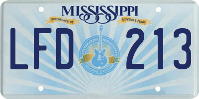 MS license plate LFD213