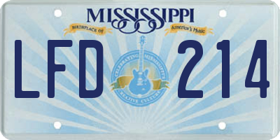 MS license plate LFD214