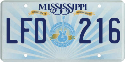 MS license plate LFD216