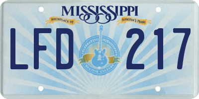MS license plate LFD217