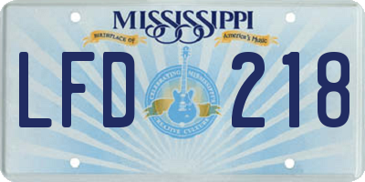 MS license plate LFD218