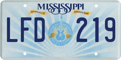 MS license plate LFD219