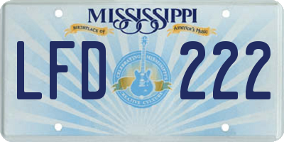 MS license plate LFD222