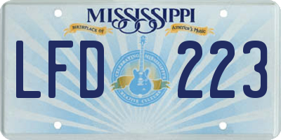 MS license plate LFD223