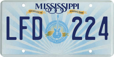 MS license plate LFD224