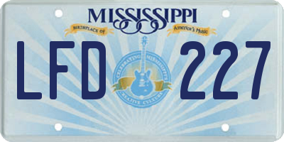 MS license plate LFD227