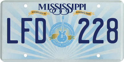 MS license plate LFD228