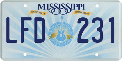 MS license plate LFD231