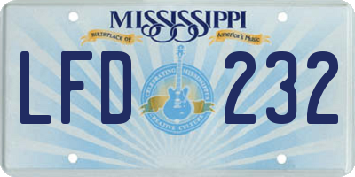 MS license plate LFD232