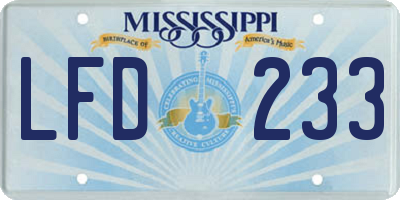 MS license plate LFD233