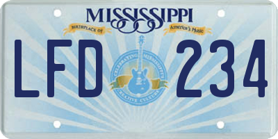 MS license plate LFD234