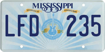 MS license plate LFD235