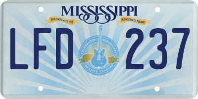 MS license plate LFD237