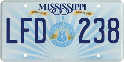 MS license plate LFD238