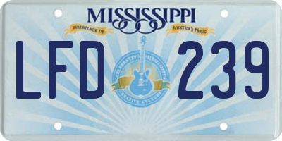 MS license plate LFD239