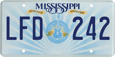 MS license plate LFD242