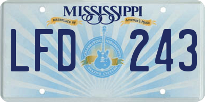 MS license plate LFD243