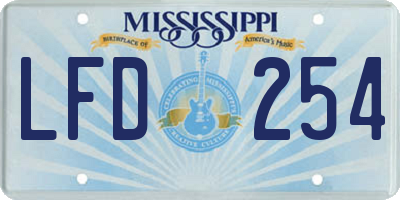 MS license plate LFD254
