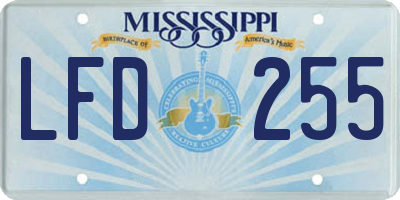 MS license plate LFD255