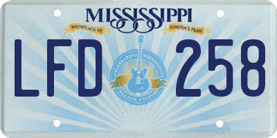 MS license plate LFD258