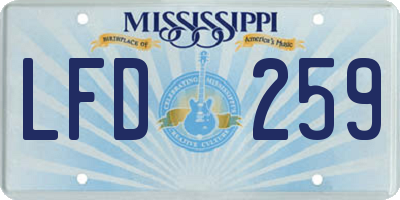 MS license plate LFD259