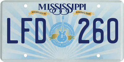 MS license plate LFD260