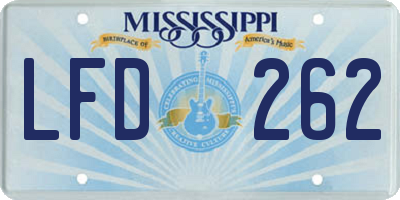 MS license plate LFD262