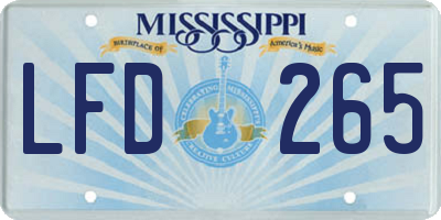 MS license plate LFD265