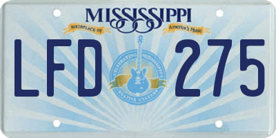 MS license plate LFD275
