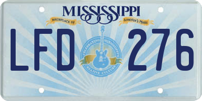 MS license plate LFD276