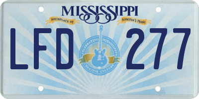 MS license plate LFD277