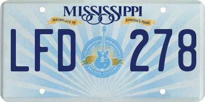 MS license plate LFD278