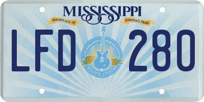 MS license plate LFD280