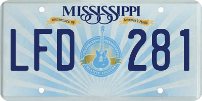 MS license plate LFD281
