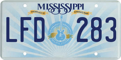 MS license plate LFD283