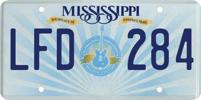 MS license plate LFD284