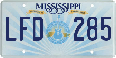 MS license plate LFD285