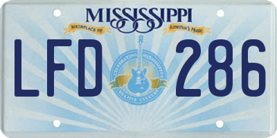 MS license plate LFD286
