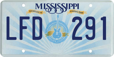 MS license plate LFD291