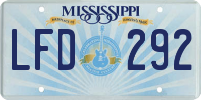 MS license plate LFD292
