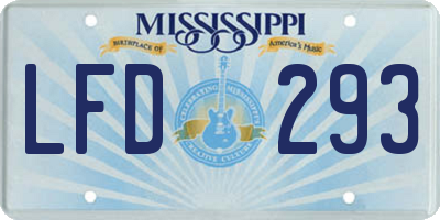MS license plate LFD293