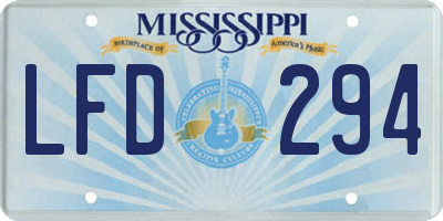 MS license plate LFD294